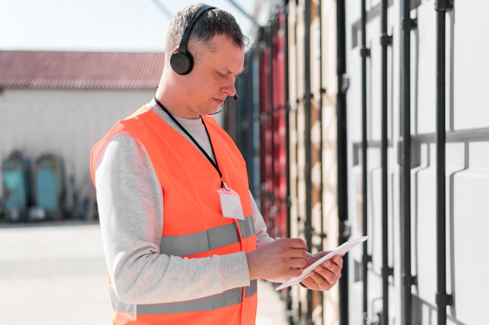 Acoustic engineer evaluating noise levels with precision tools
